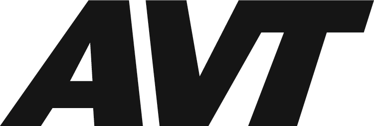 Het logo van Anti Vibration Technology (AVT) in het zwart