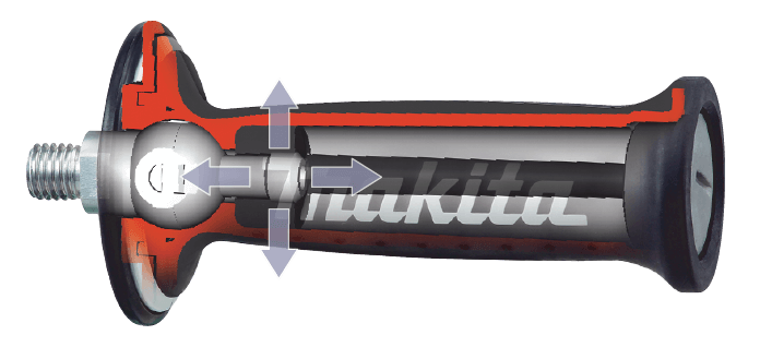 3D doorsnede van een AVT handgreep van een Makita machine
